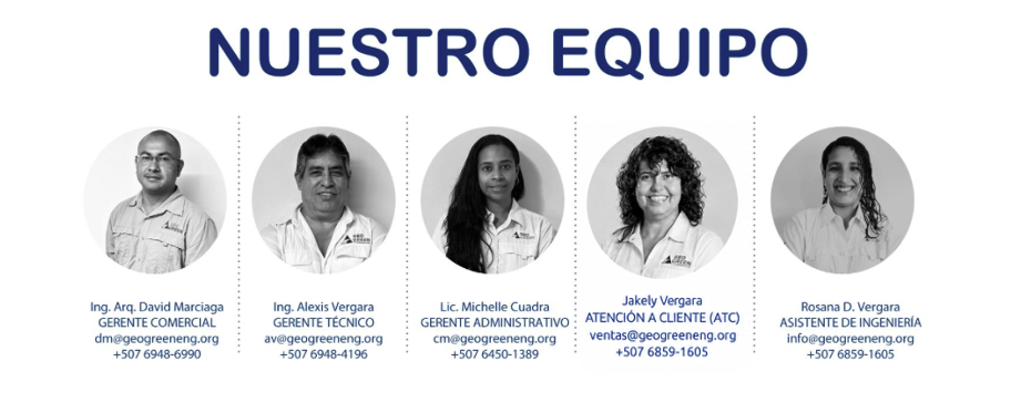 Nuestro equipo de Geo-Green Engineering: David Marciaga, Alexis Vergara, Michelle Cuadra, Jakely Vergara y Rosana D. Vergara.